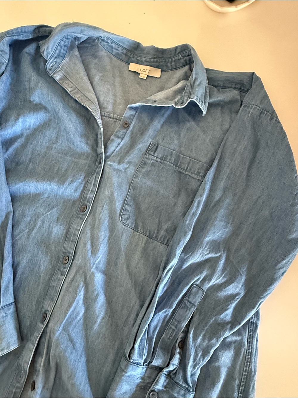 LOFT Light Blue Denim Button-Down Shirt